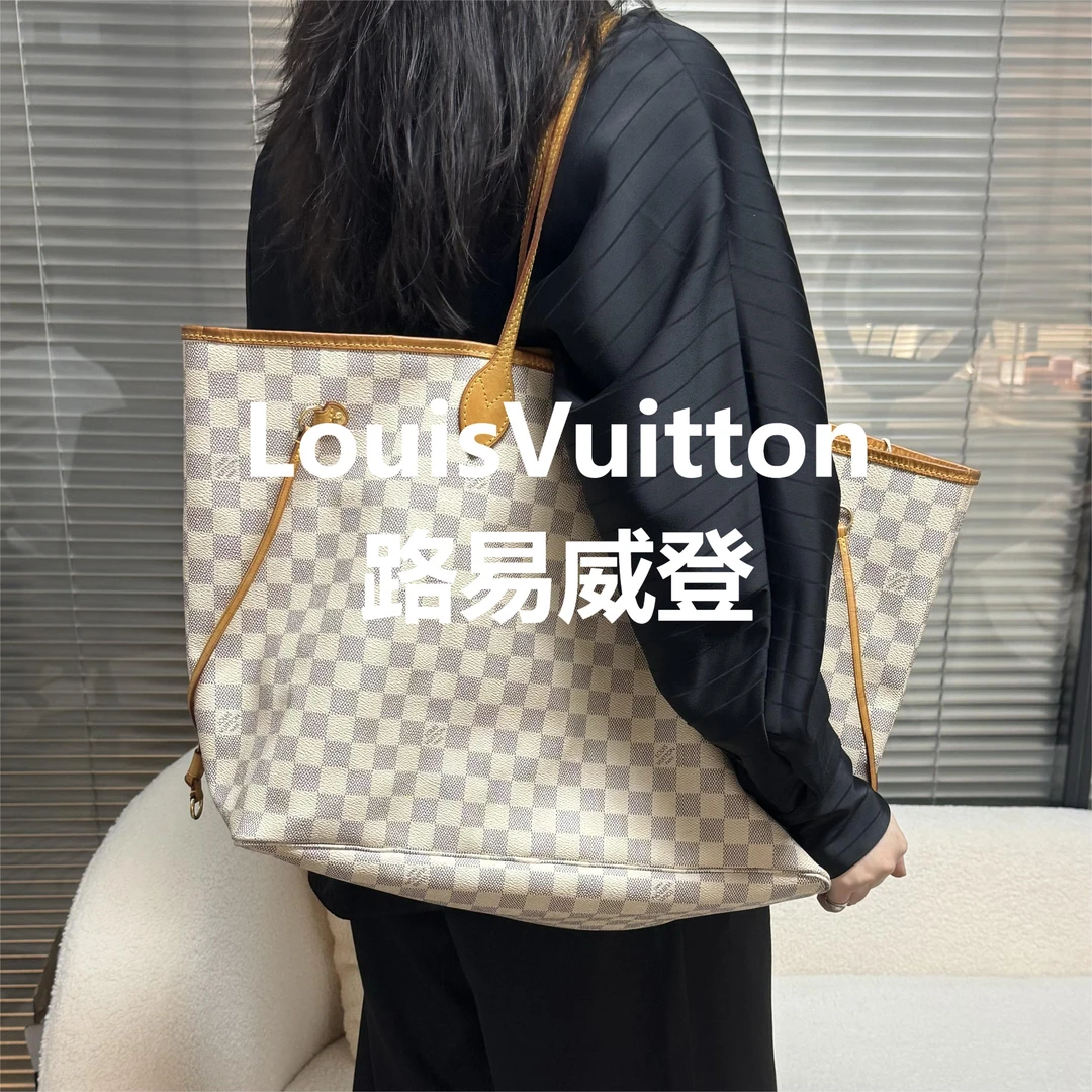 95新 LouisVuitton/路易威登 白棋盘格NF中号/甜甜优选/64920