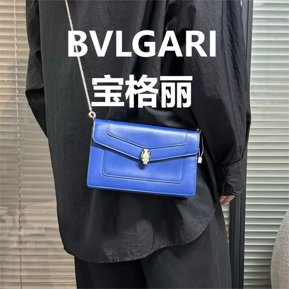 95新 BVLGARI/宝格丽 蓝色蛇头包/甜甜/54677