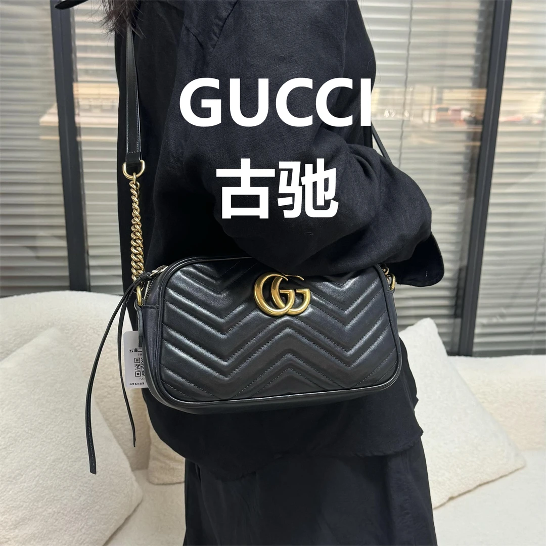 99新 GUCCI/古驰 黑色马蒙相机包/甜甜优选/53530