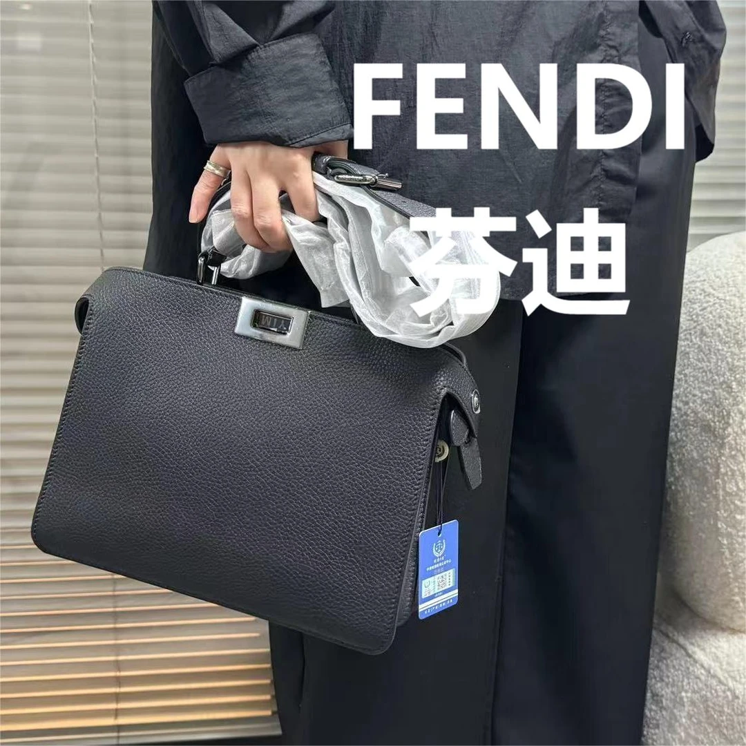 95新 FENDI/芬迪 黑色公文包手提托特包/甜甜优选/55335