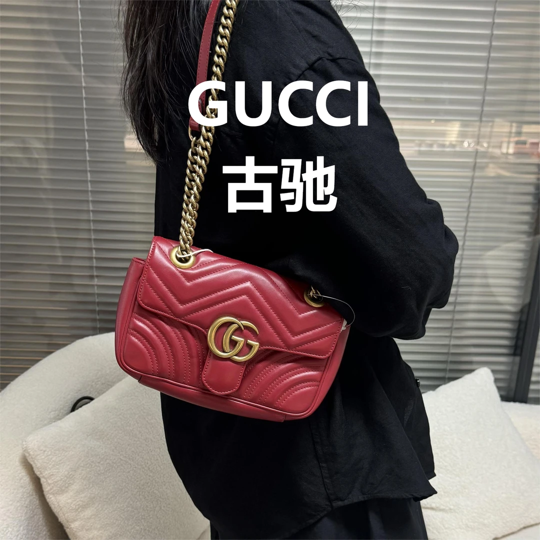 95新 GUCCI/古驰 红色马蒙22单肩斜跨包/甜甜优选/56467