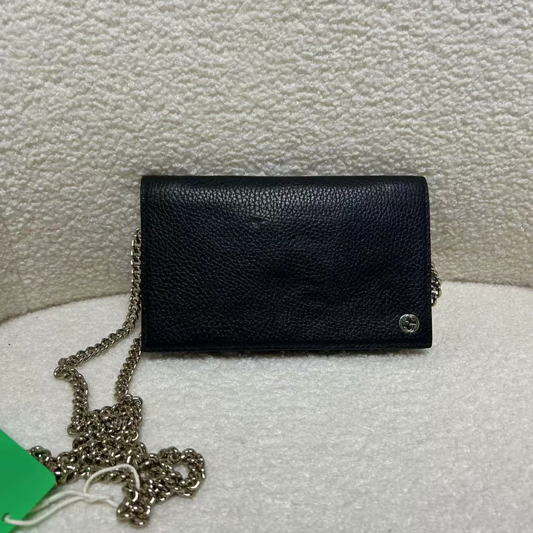 95新 GUCCI/古驰 黑色链条包/优尔精选/H17640