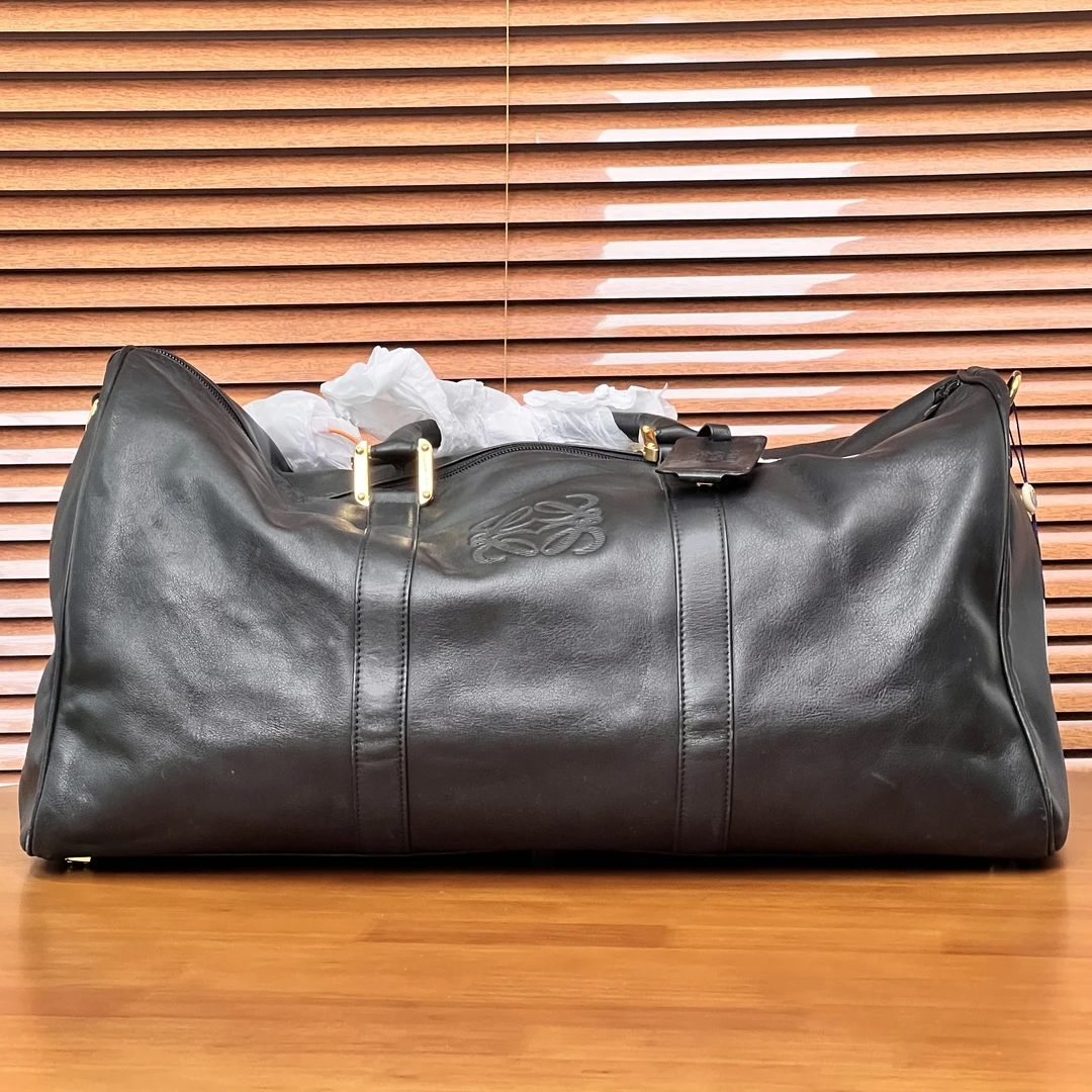 95新 LOEWE/罗意威 牛皮黑色旅行袋手提包/优尔严选/63366