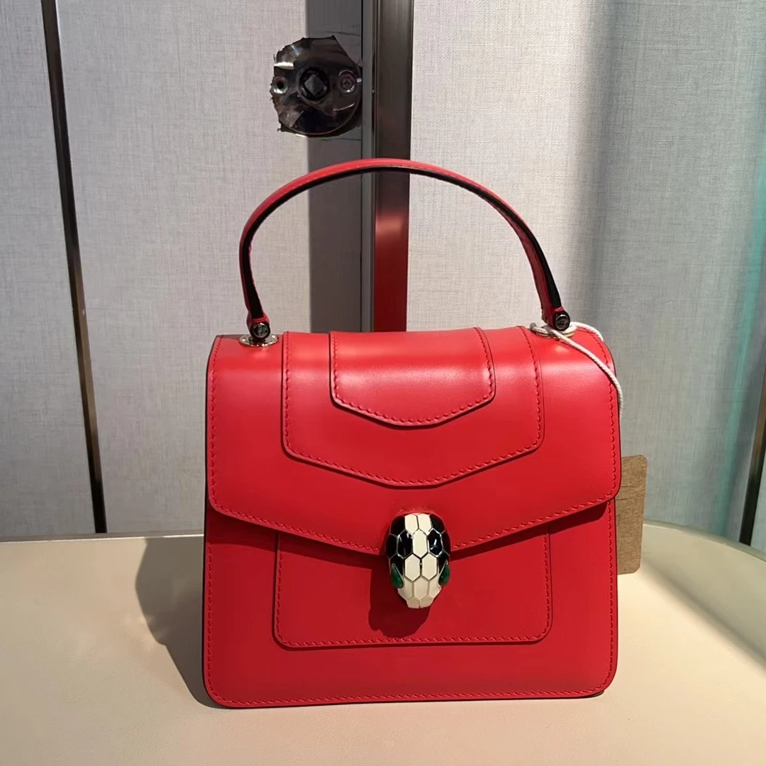 99新 BVLGARI/宝格丽 97新红色蛇头包/创易甄选/单肩斜跨包/61292