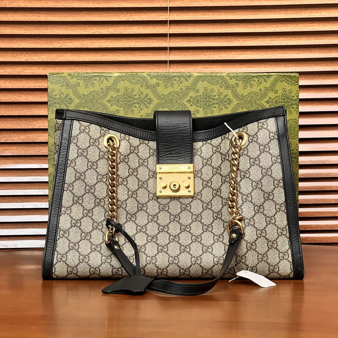 99新 GUCCI/古驰 黑色老花padlock大号/优尔严选/52438