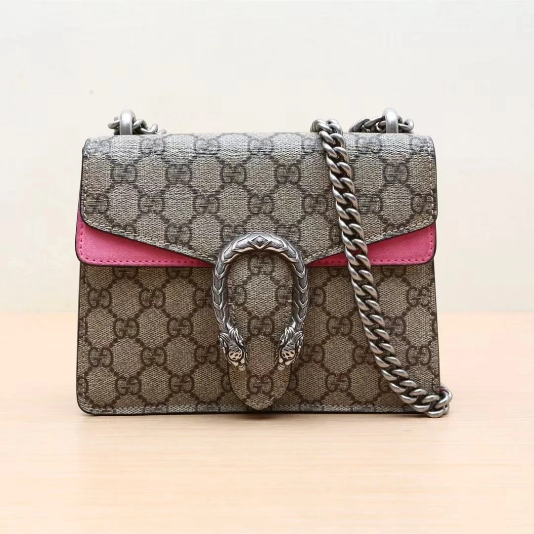 99新 GUCCI/古驰 粉色酒神小号斜跨包/优尔严选/56763