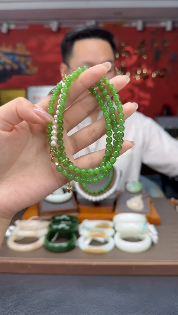 【闪购商品】和田玉颈饰未镶嵌碧玉108颗多圈卡6
