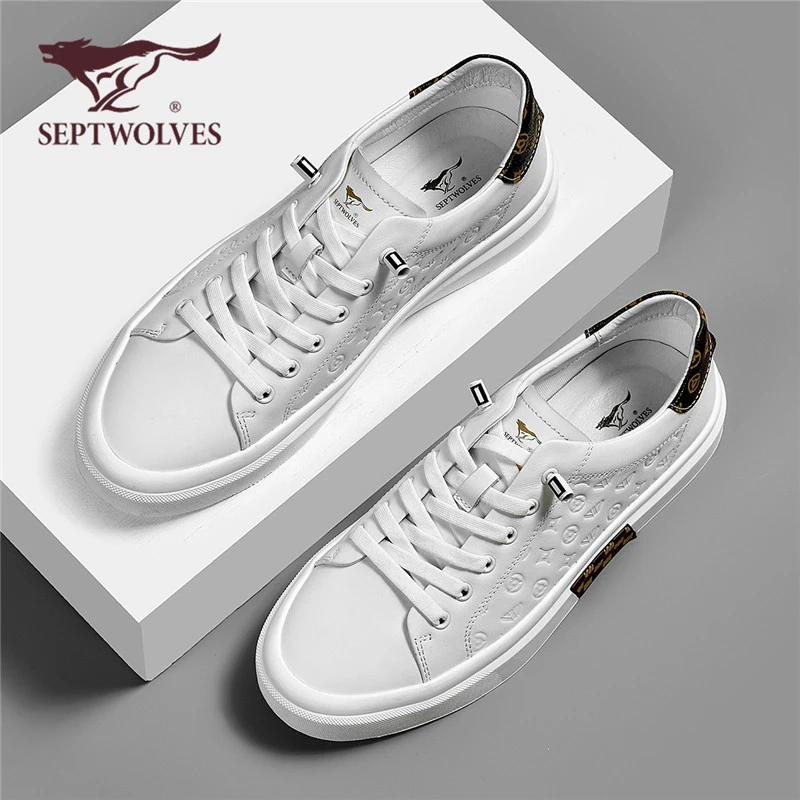 七匹狼小黑鞋春季新款保暖休闲皮鞋高级感时尚厚底板鞋男士百搭