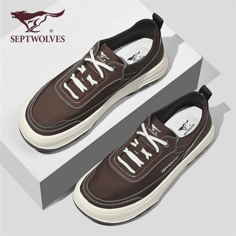 七匹狼男鞋秋季透气2024年新款男士休闲厚底皮鞋百搭潮流男款板鞋