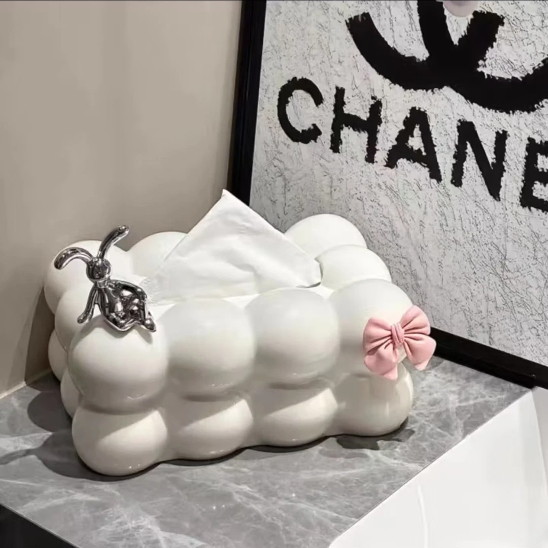 纸巾盒客厅茶几轻奢家用奶油风餐厅桌面多功能抽纸盒棉花糖纸巾盒