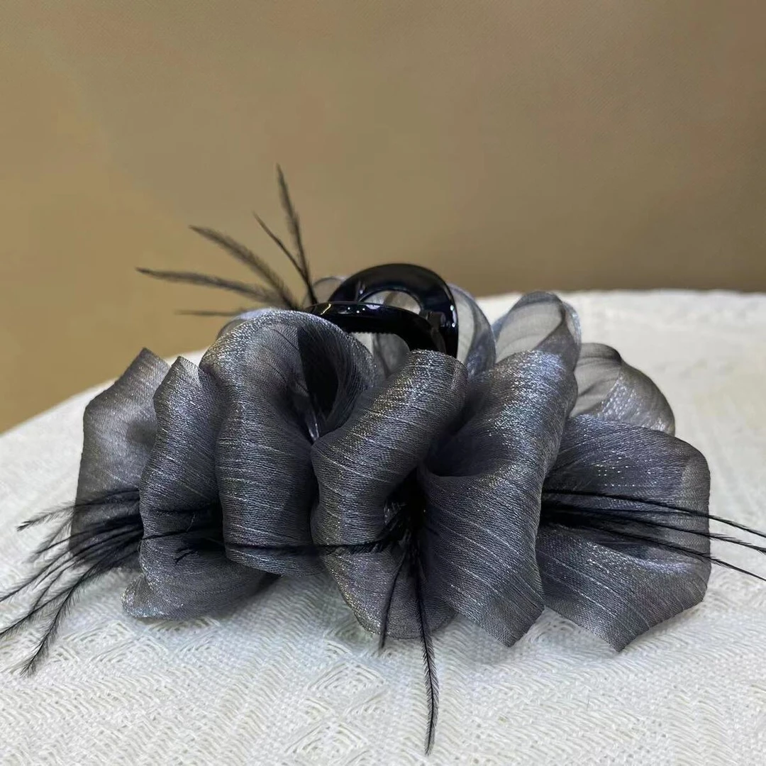 【羽毛云朵泡泡抓夹】高颜值小众爆款高雅简约风发夹发饰头发夹子