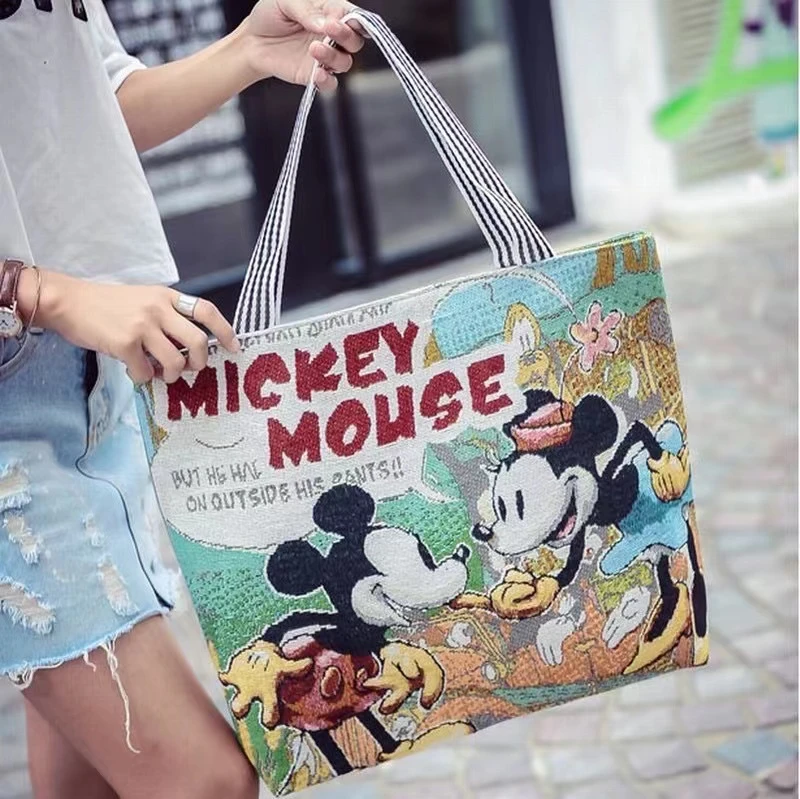 米老鼠刺绣包帆布包卡通可爱包包单肩包百搭帆布包