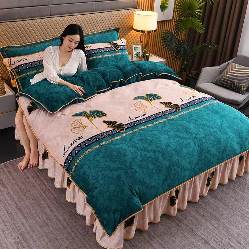 活性印花8-9斤牛奶绒四件套加厚保暖