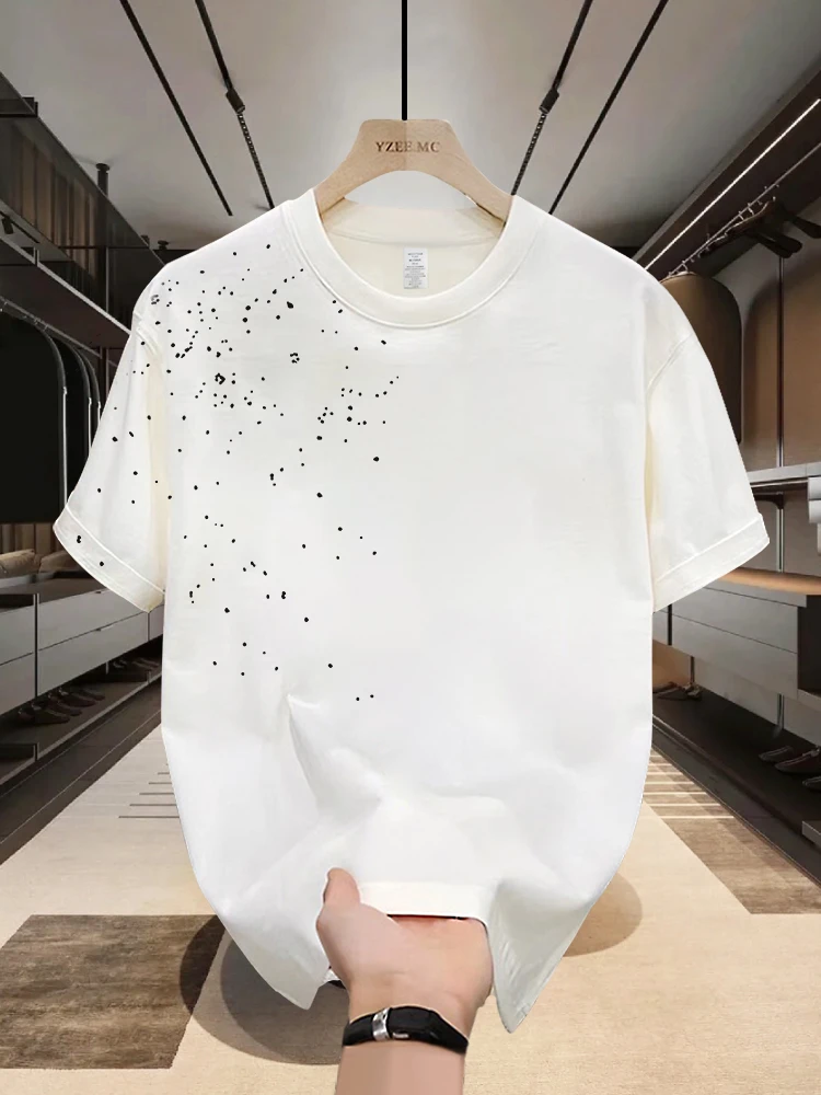 美式痞帅重磅棉短袖T恤青年男女同款夏季ins潮牌街头宽松圆领上衣