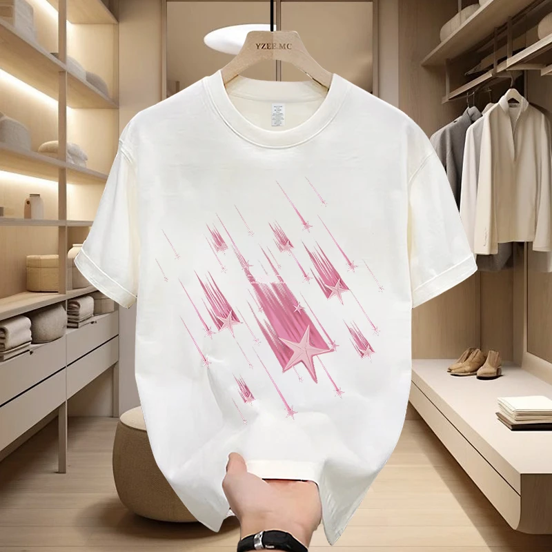 美式痞帅重磅棉短袖T恤青年男女同款夏季ins潮牌街头宽松圆领上衣