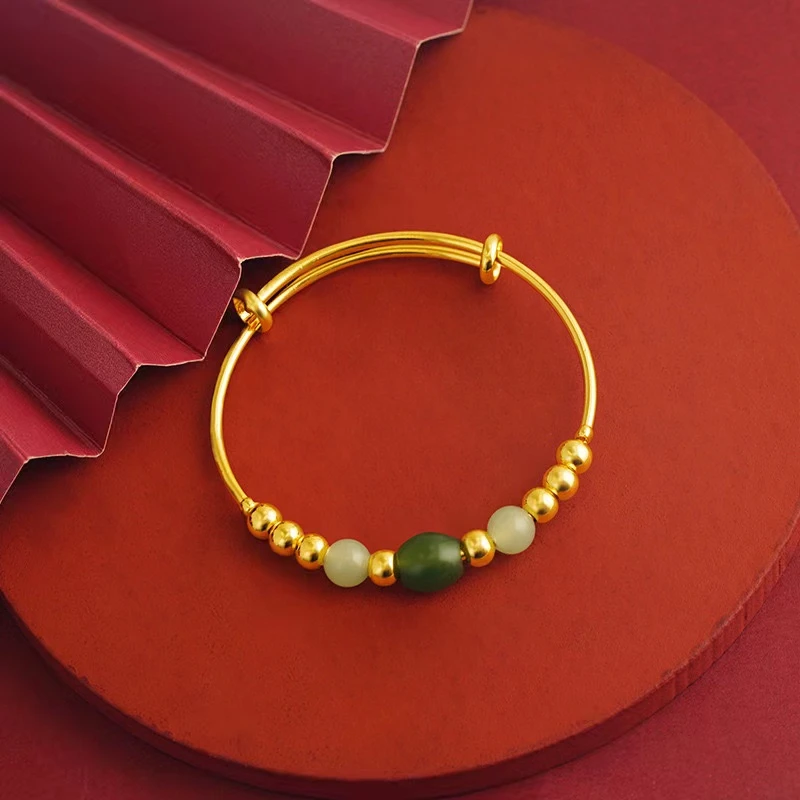 铜合金手镯 好运珠推拉手镯bilayzuk#S4新疆包邮