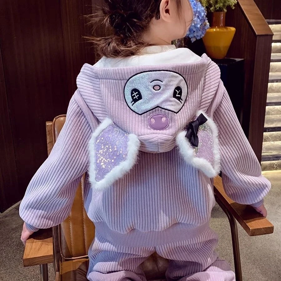女童套装加绒冬装2023新款洋气儿童网红休闲卫衣两件套女孩运动装