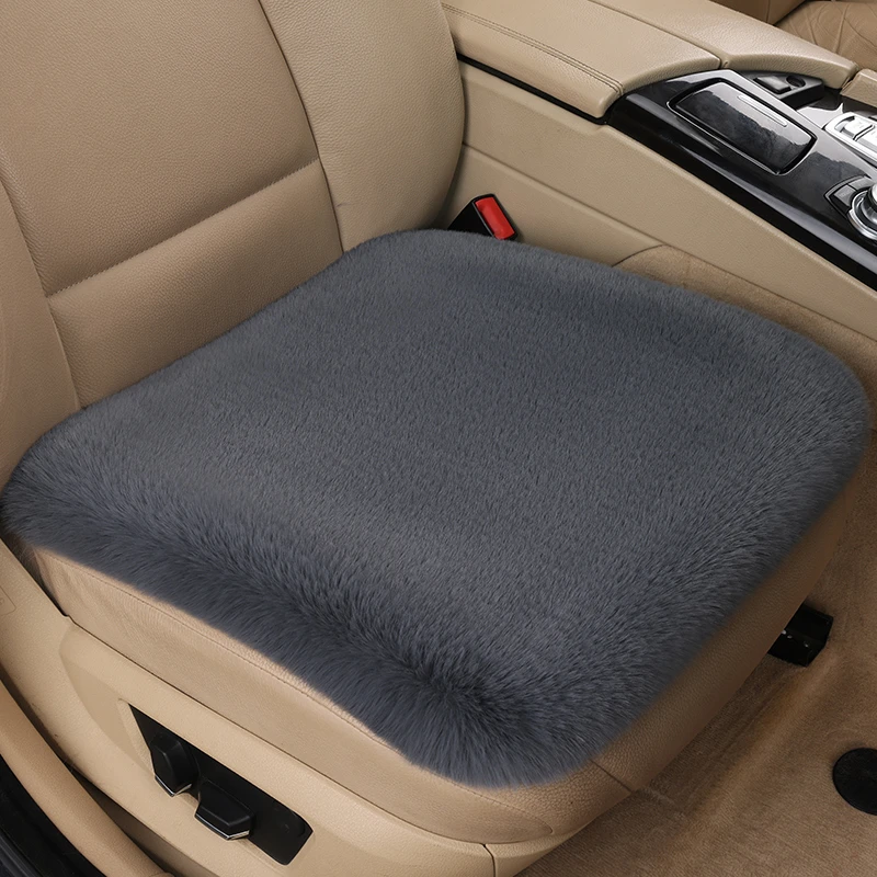 汽车冬季毛绒坐垫单个短毛绒车垫加厚保暖通用单片座椅垫子三件套