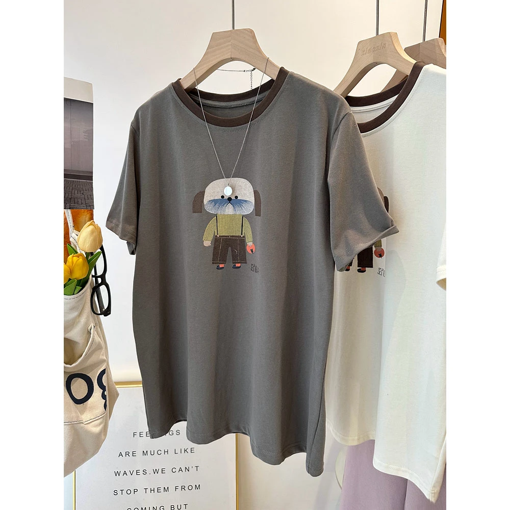 胖妹妹大码撞色短袖t恤女夏季2024新款宽松慵懒风ins显瘦半袖上衣