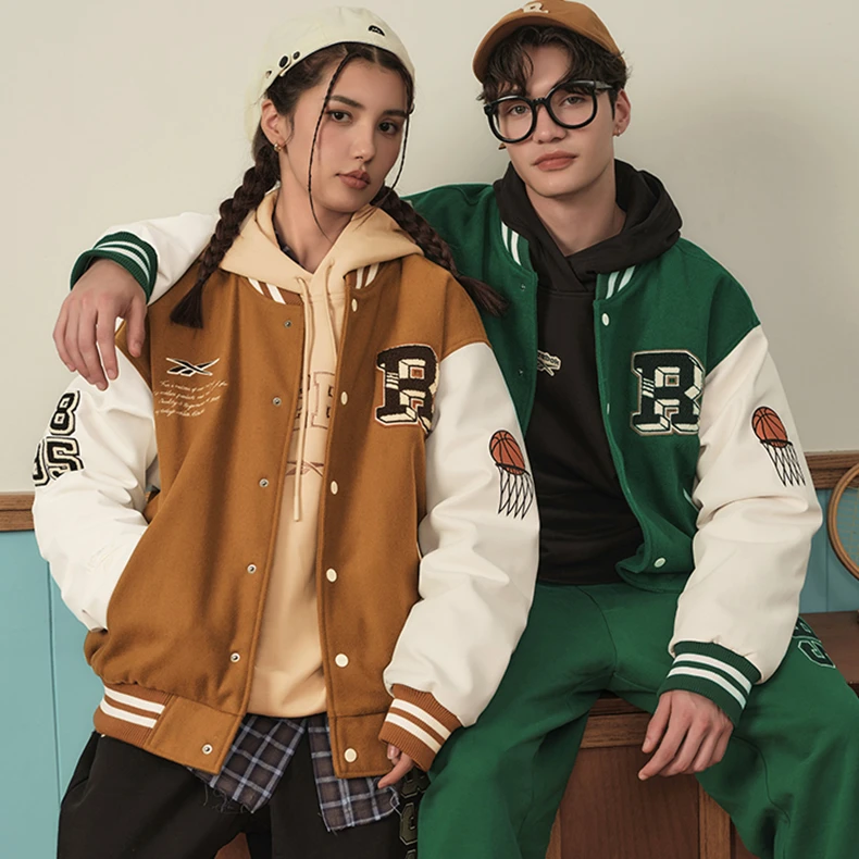 Reebok锐步男女经典复古时尚休闲宽松夹棉棒球服外套 23FRC251U