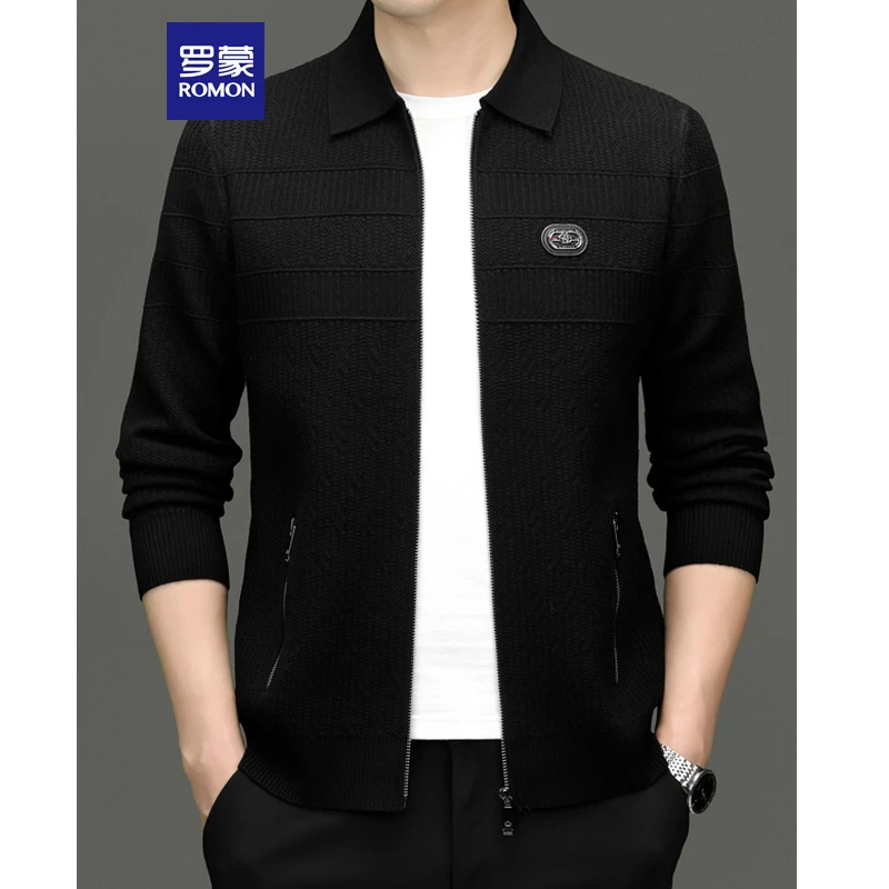 Romon/罗蒙【翻领夹克】秋季款时尚青少年简约男士外套休闲开衫夹克