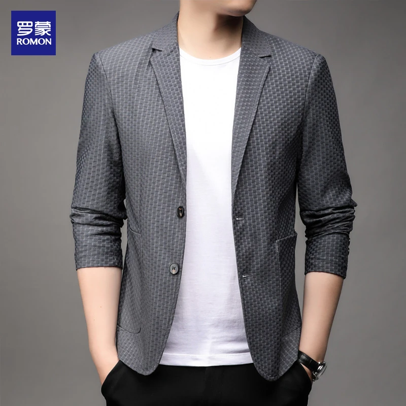 Romon/罗蒙男士休闲西服韩版商务正装结婚伴郎新潮流免烫西装外套