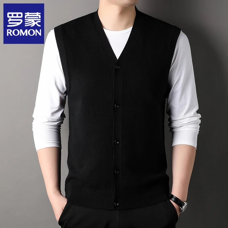 开衫打底马甲男士针织时尚休闲外穿v领秋冬商务纯色