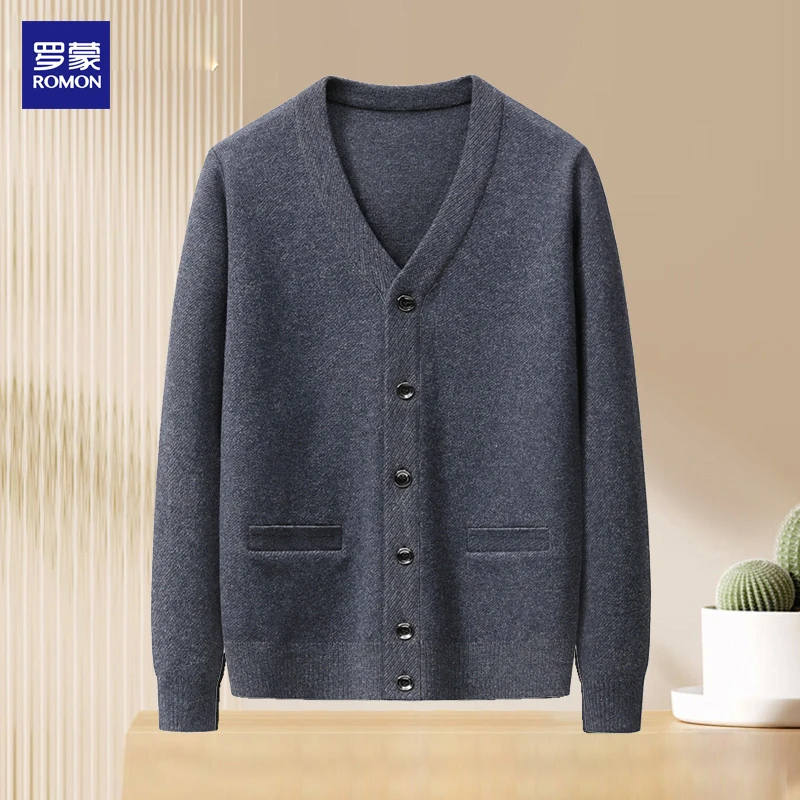 Romon/罗蒙男士保暖针织衫2025秋冬新款中老年打底长袖外穿大码装