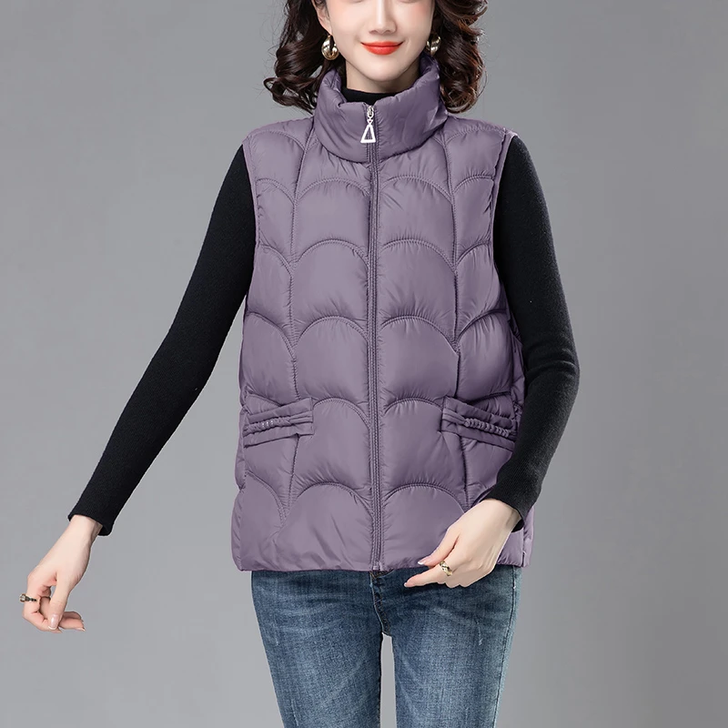 中老年秋冬保暖马甲外套女士立领外穿马夹妈妈冬季大码加厚棉背心