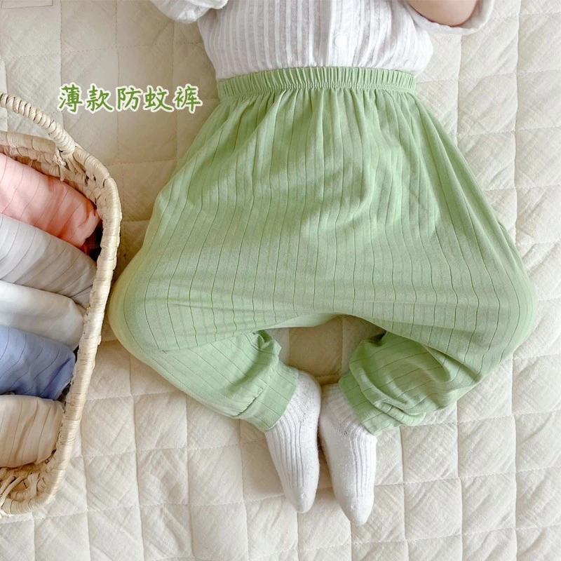 夏季薄款长裤男女宝宝莫代尔防蚊裤婴儿薄款大屁屁裤春秋季家居裤