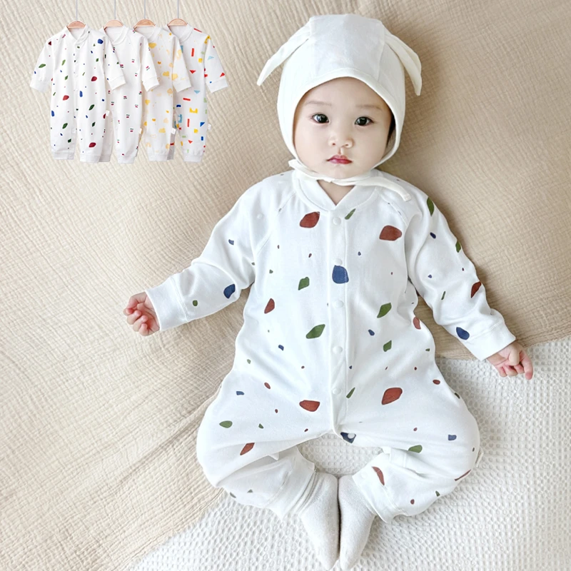 婴儿长袖连体衣春秋宝宝纯棉衣服新生儿贴身哈衣a类无骨外出爬服1