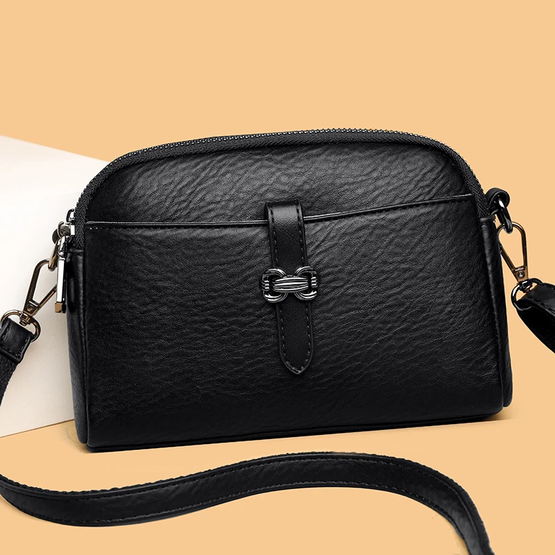 夏季新款时尚百搭简约韩版休闲潮流单肩斜跨女士多层中年手机包