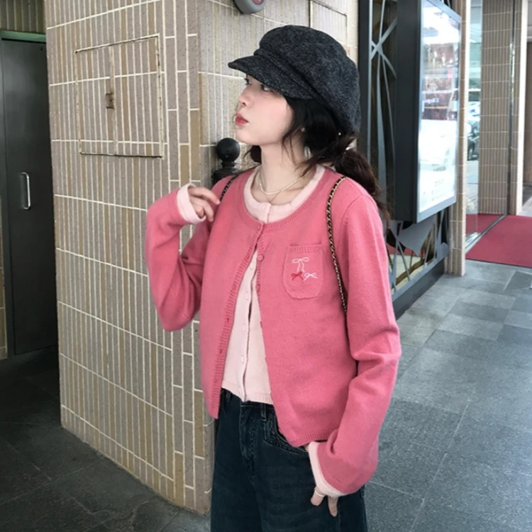 秋冬季女装时髦洋气毛衣女款2024网红外穿针织开衫外套假两件上衣