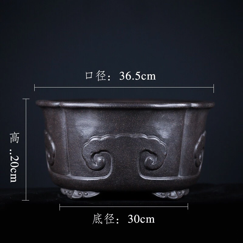 精品紫砂花盆宜兴盆景盆如意圆口盆