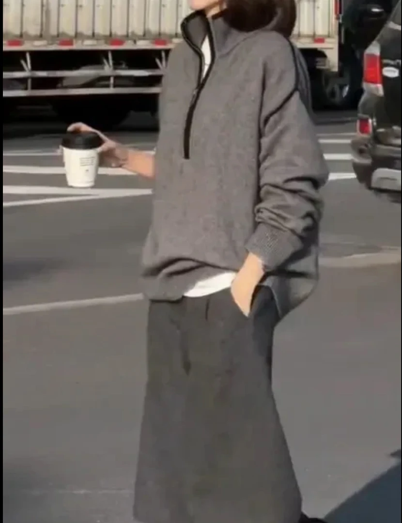 新款时尚简约休闲纯色优雅女装