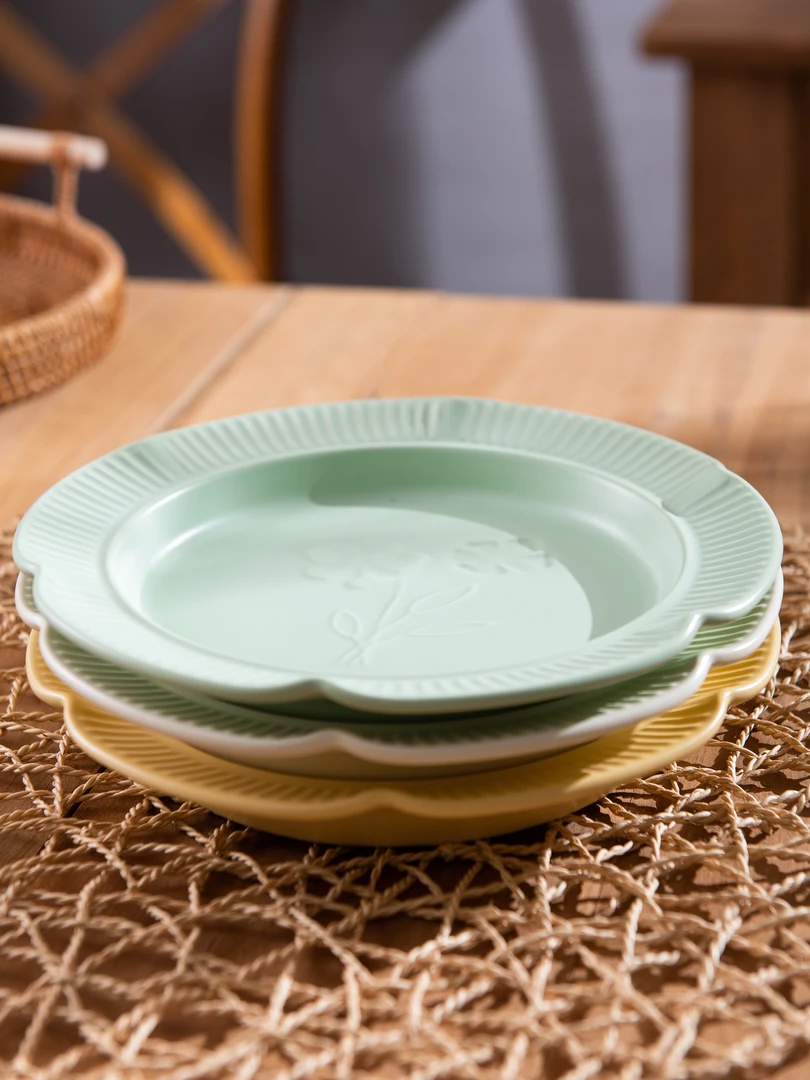 精致餐具陶瓷家用商用玫瑰鱼盘八寸盘家用菜盘浅盘意面盘牛排盘