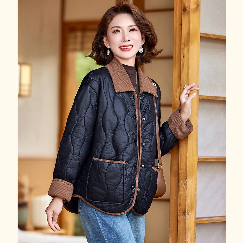 中年妈妈冬装羽绒棉服外套2025新款洋气中老年女装小棉袄时尚棉衣
