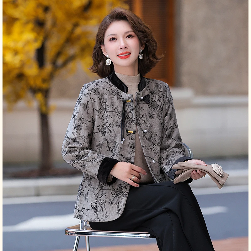 中年妈妈冬装新中式国风外套2025新款洋气中老年女装上衣时尚夹克
