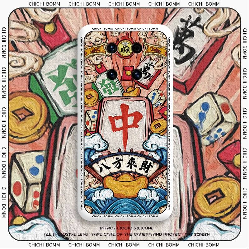 国潮麻将华为mate40壳mate40pro防摔全包mate40e液态硅胶pro十中