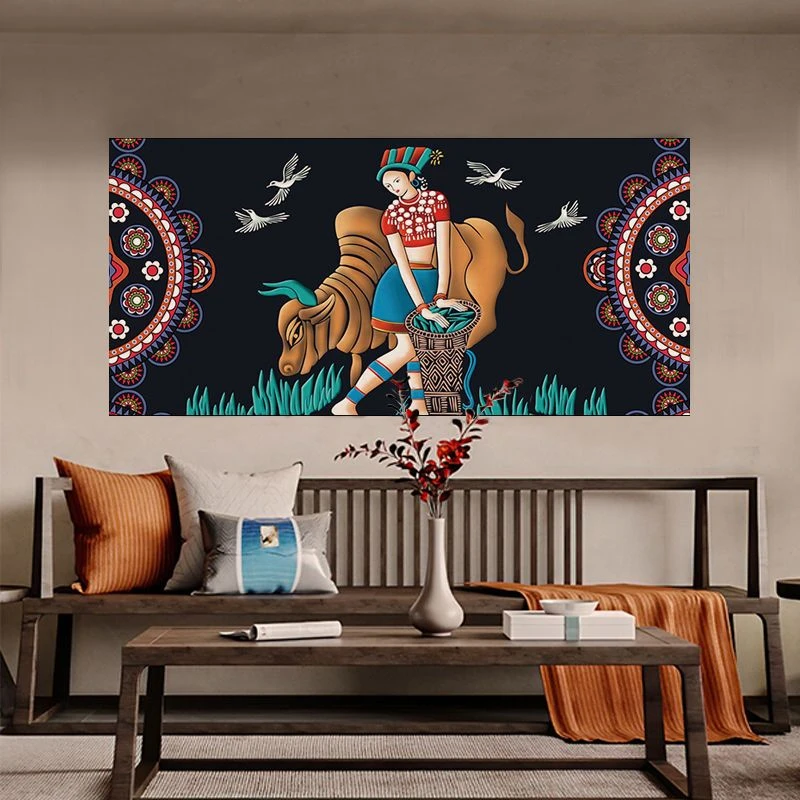 民族风布艺挂布背景布少数民族挂毯布画客厅卧室民宿墙面装饰