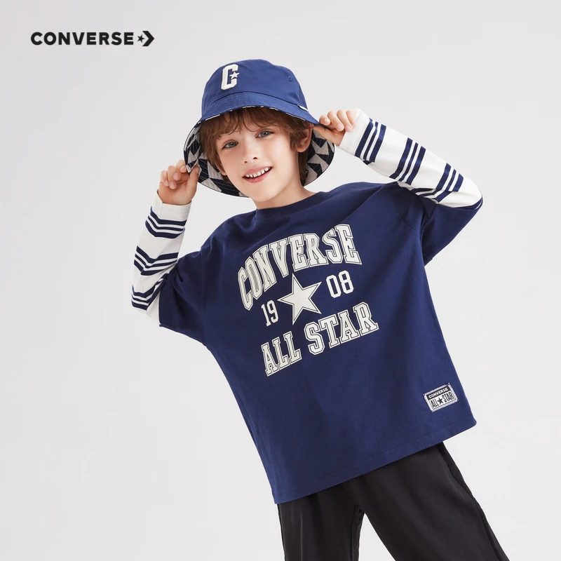 Converse匡威童装男童长袖春秋假两件长袖T恤上衣F12