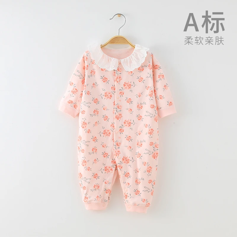 【泡泡雪】0-15个月宝宝秋冬棉毛连体衣新生儿纯棉哈衣打底2A897