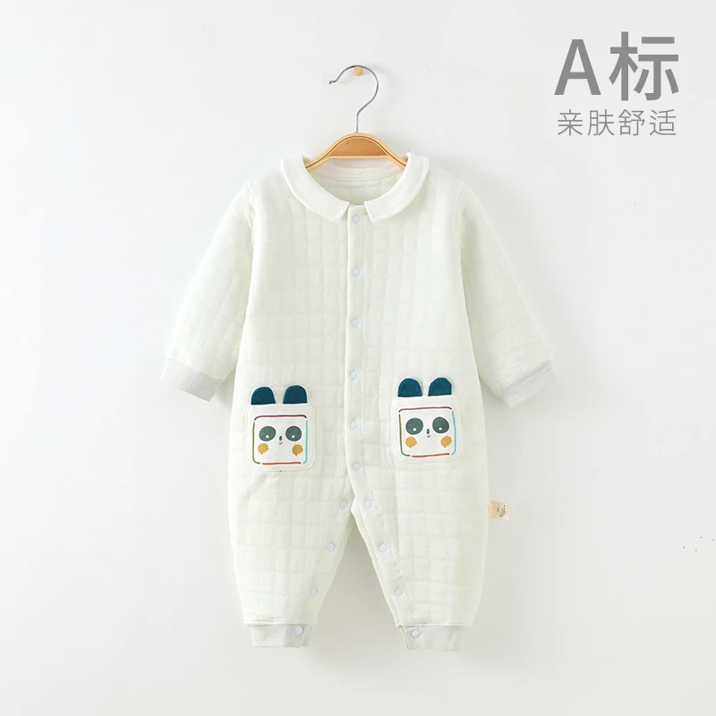 【泡泡雪】婴儿夹棉衣服0-12个月新生儿三层夹棉连体衣宝宝31B27D