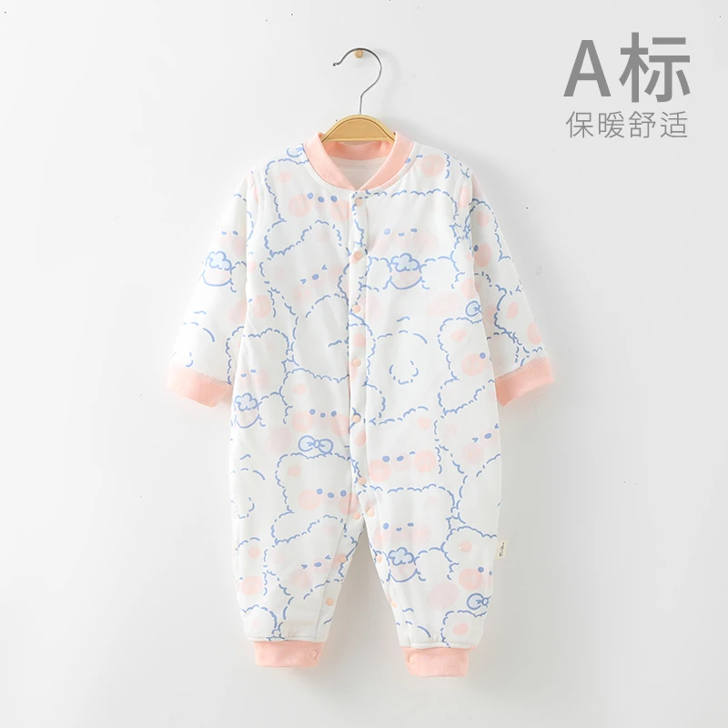 【泡泡雪】婴幼儿夹棉哈衣6-12个月新生儿无骨长袖连体衣3A617