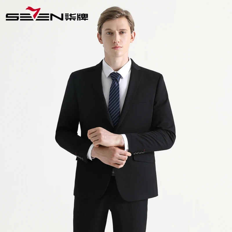【旗舰力推】柒牌西服套装职场西装商务正装修身新郎西服结婚西服