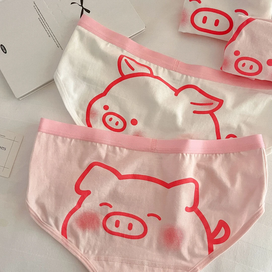 猪猪内裤~女士95棉内裤卡通印花舒适透气宽松大码女生低腰内裤女