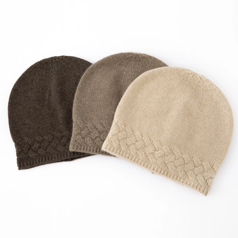 反季清仓【100头道山羊绒】六股绞花针织帽 羊绒帽 冬季保暖帽子