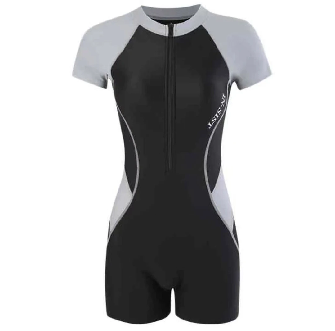 浅灰色连体泳装运动款显瘦加肥泳装款大码网红女款气质女士夏季