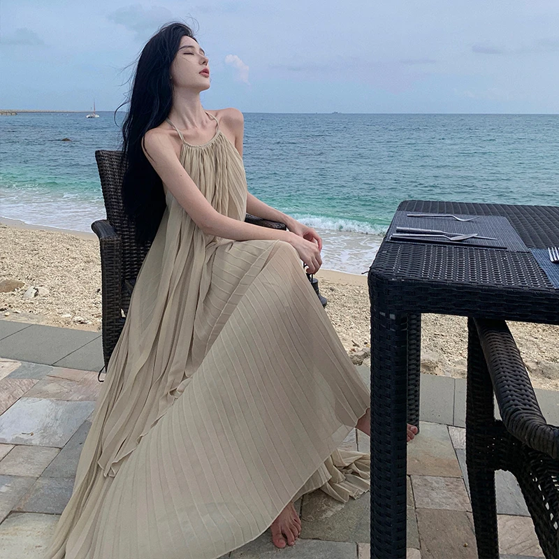 长裙高级氛围拍照女神穿搭大摆海边度假风飘逸仙气套装裙子