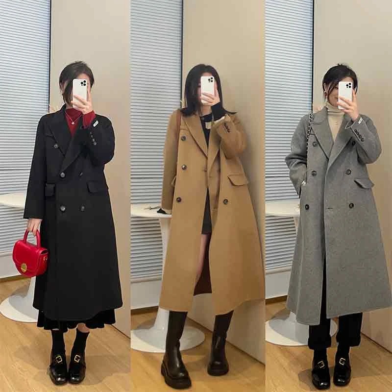 【现货清仓】花总吖【韩版大衣】气质全羊毛双面毛呢大衣外套RV210800